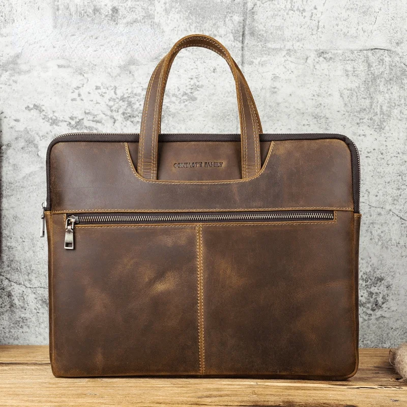 Cowhide Men Messenger Business Briefcase Hold 15inch Laptop Bags High Quality Shoulder Genuine Leather Crossbody Carteras Hombre