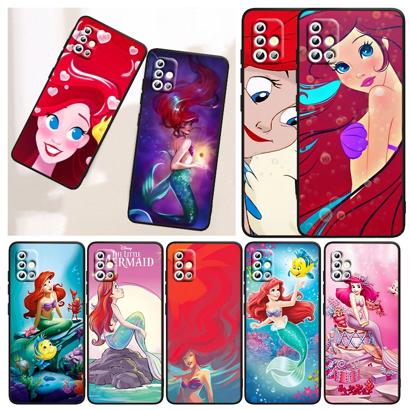 

Disney The Little Mermaid For Samsung Galaxy A72 A52 A53 A42 A33 A32 A03S A02S A02 Lite A22 A13 A12 5G Capa Black Phone Case