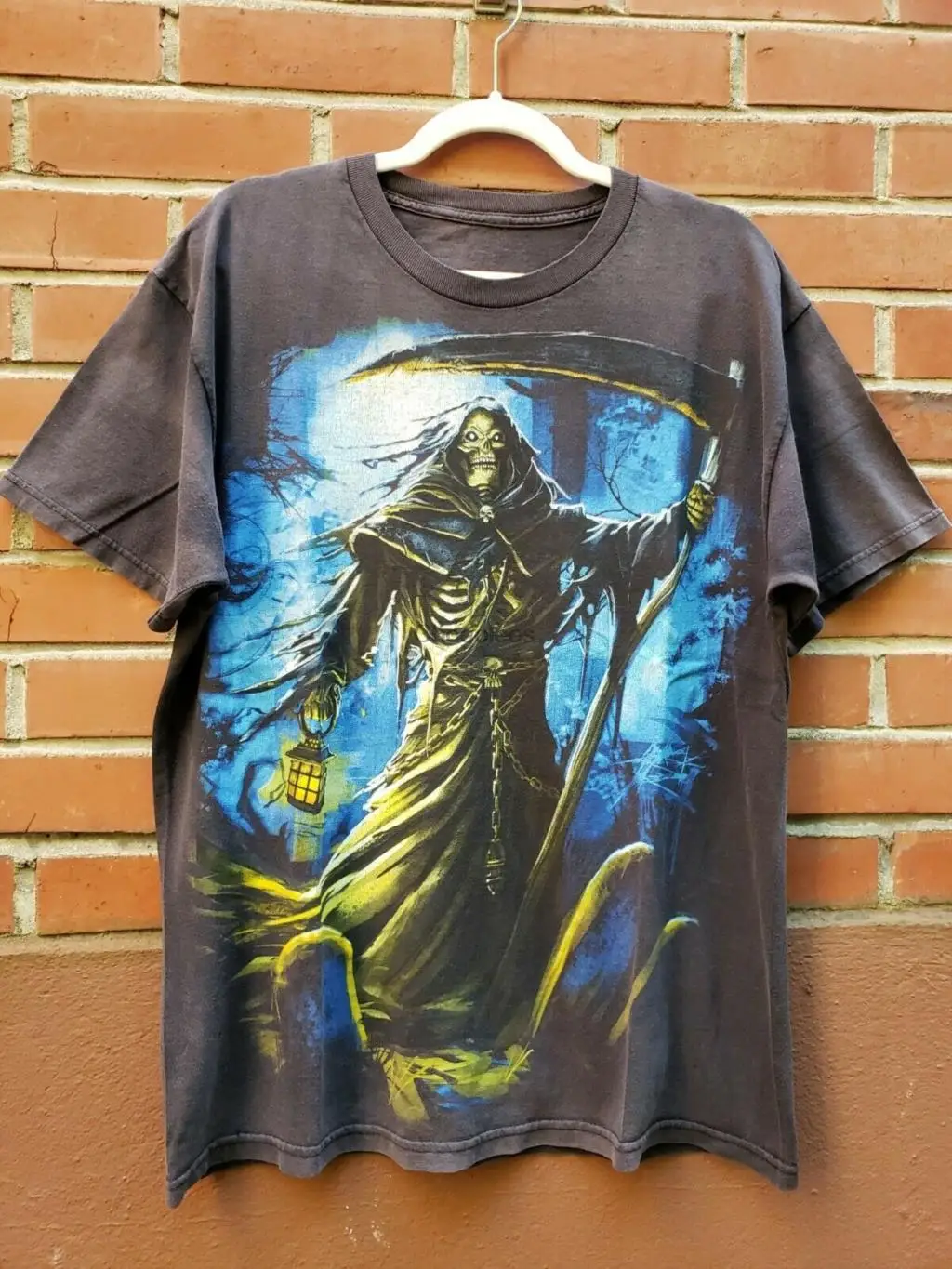 Винтажная Футболка с принтом Grim Reaper размер L | Футболки на заказ