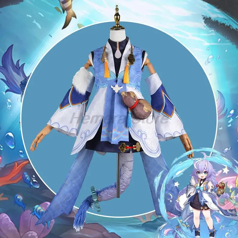 

Honkai Impact Star Rail Bailu Cosplay Costume Tail Wig Dress Halloween Carnival Cosplay Costumes Party Women Female Suit Gift