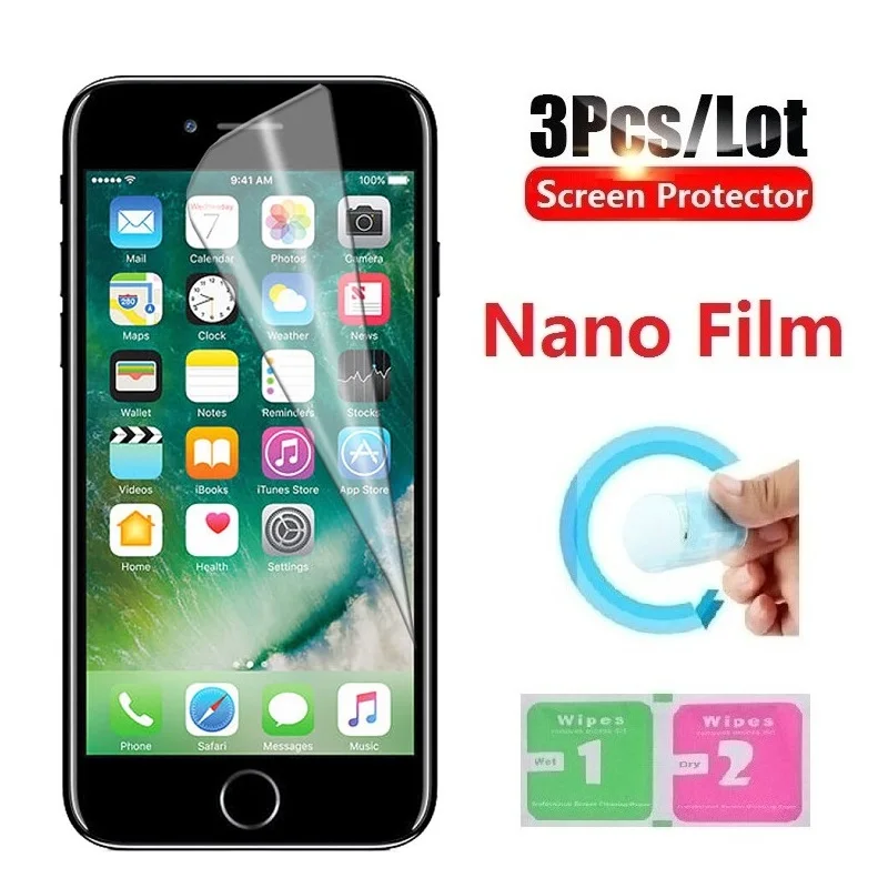 

3pcs Soft Nano Protective Film Screen Protector On The For iPhone 11 12 Pro Max 7 8 Plus For iPhone X XS 12 Mini Film Not Glass