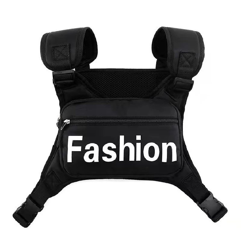 Hip-hop Streetwear borse sul petto Fashion Design uomo gilet tattico portaoggetti da viaggio multifunzione marsupi tasca sul petto Unisex