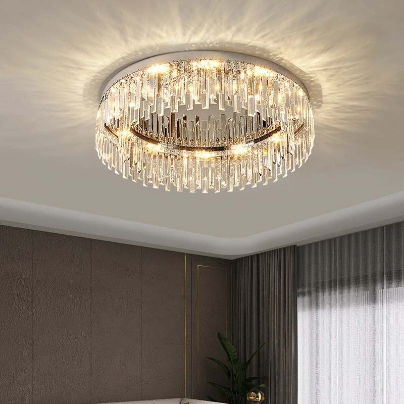 

Modern Luxury Crystal Ceiling Lights LED Living Room Bedroom Restaurant Hall Decor Indoor Home Stainless Steel Light Fixture
