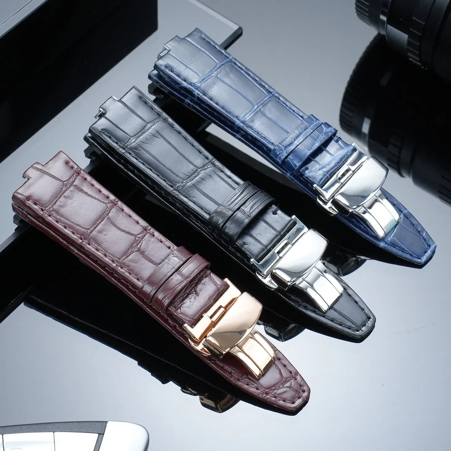 Фото Мужской ремешок из американской кожи аллигатора, подходит для часов Vacheron Constantin Vertical и Horizontal 4300V, 4500V, 5500V. №2