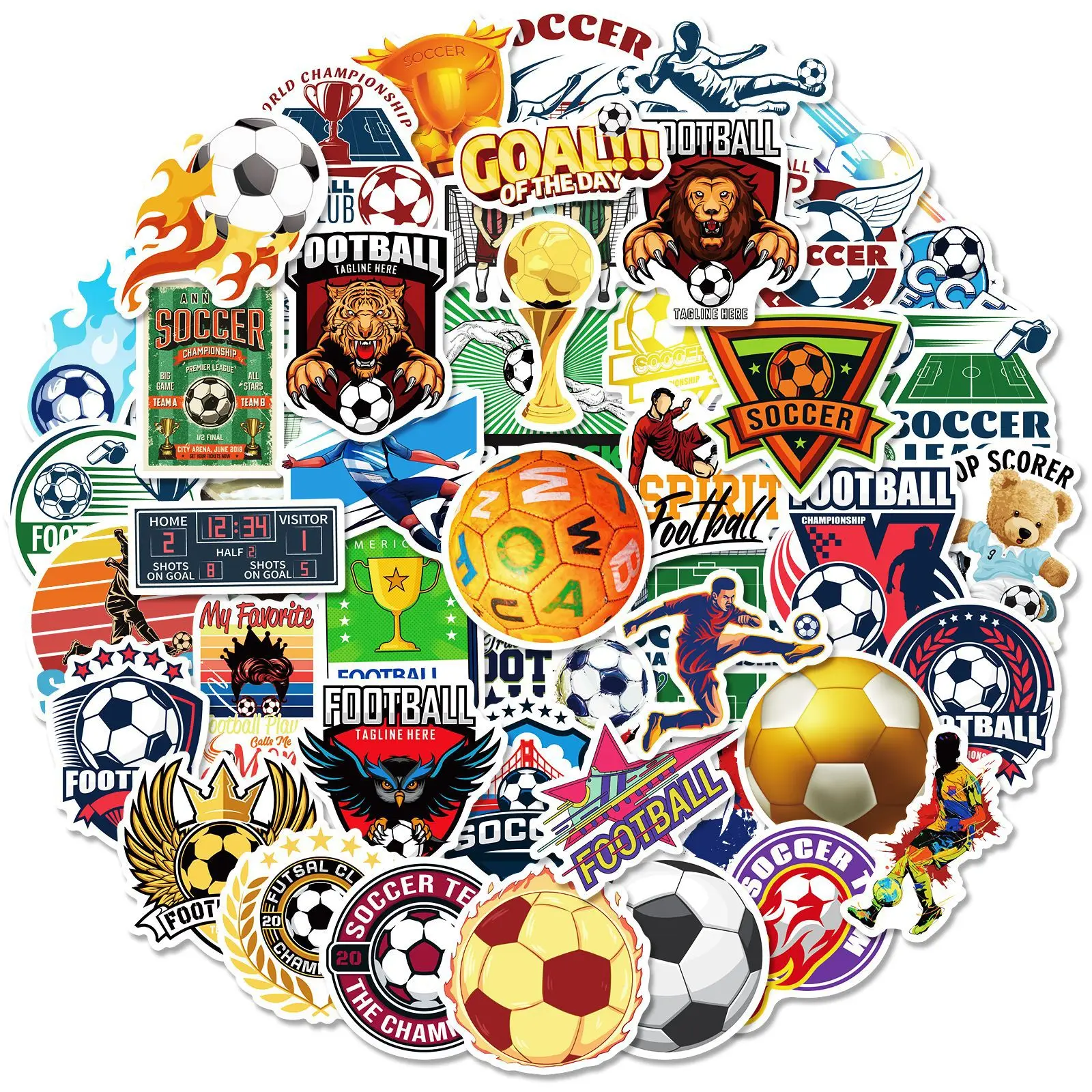 

50PCS New Football Stickers Cartoon Suitcase Football Club Stickers Decoration