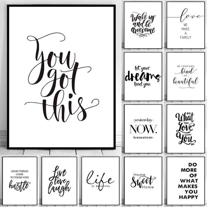 

Modern Simple Black Motto Canvas Painting Prints Wall Decorative Posters for Living Room Bedroom Home Decor Artwork Pictures