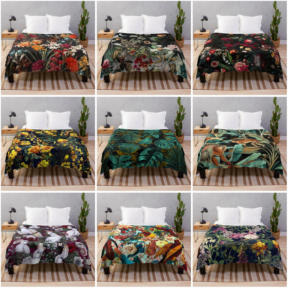 Cover blankets Sofa throw blanket coraline fleece blanket cooling blanket custom decorative bed blankets Plaid flower bird plant