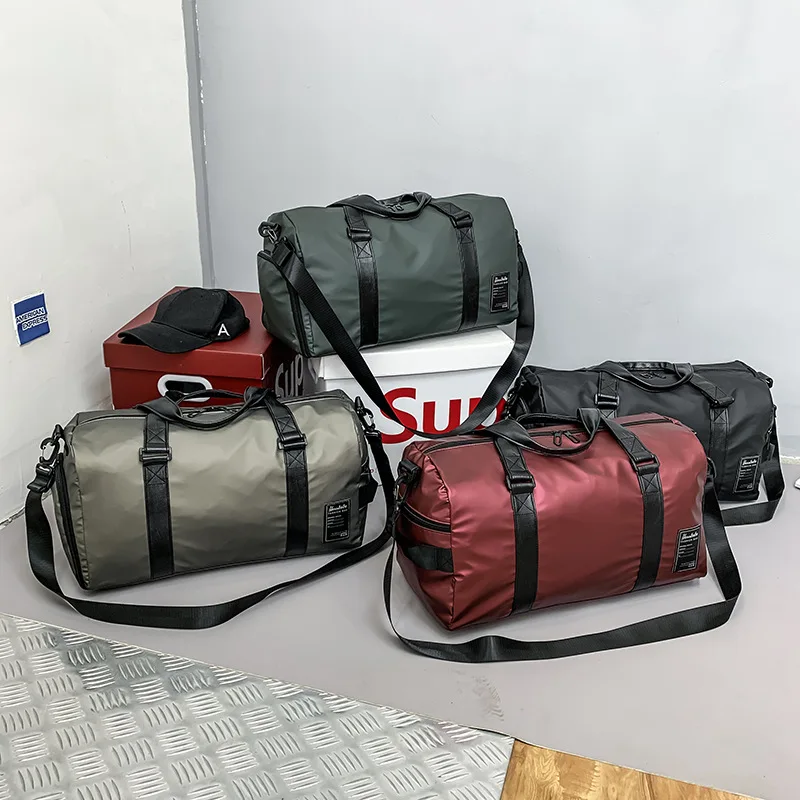 Women Men Gym Fitness Bag PU Large Capacity Yoga Training Bag Travel Duffle Bag Combo Dry Wet Separation Swimming Storage Bag