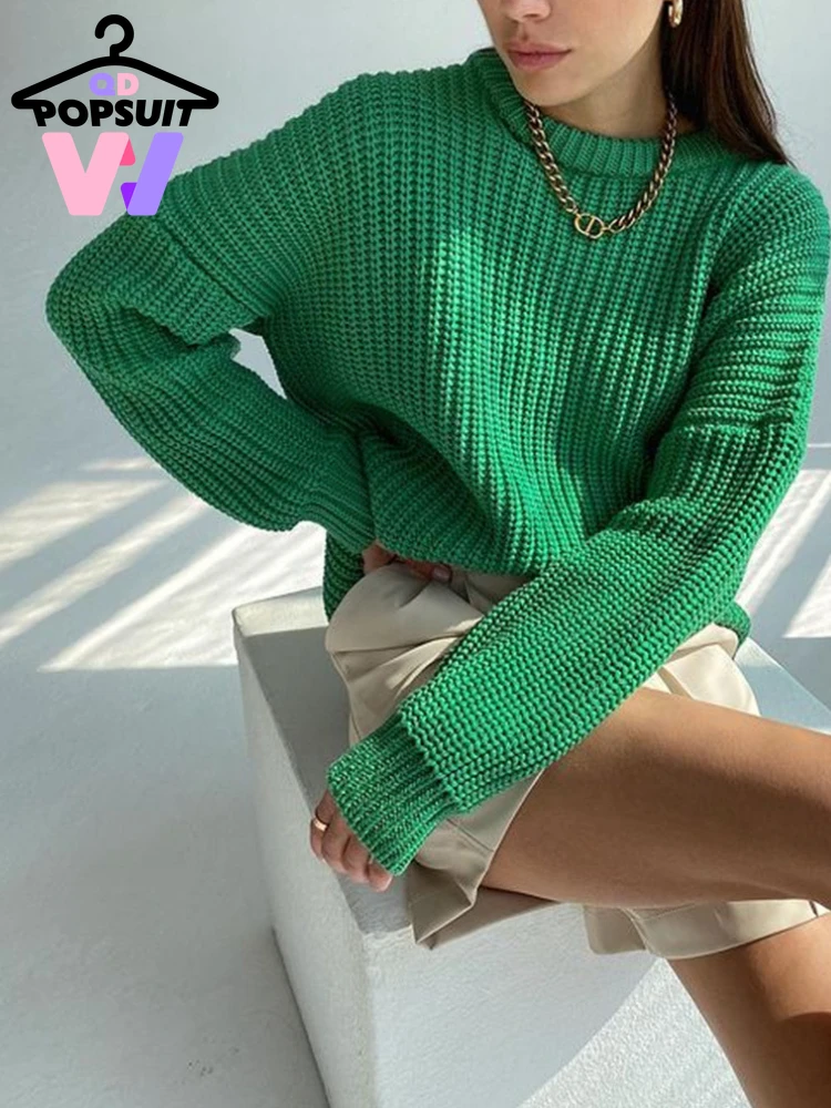

New in Autumn Winter Women Knitted Pullover Round Neck Long Sleeved Loose Sweater Women's Tops Elegant Lazy Casual Women Clothes