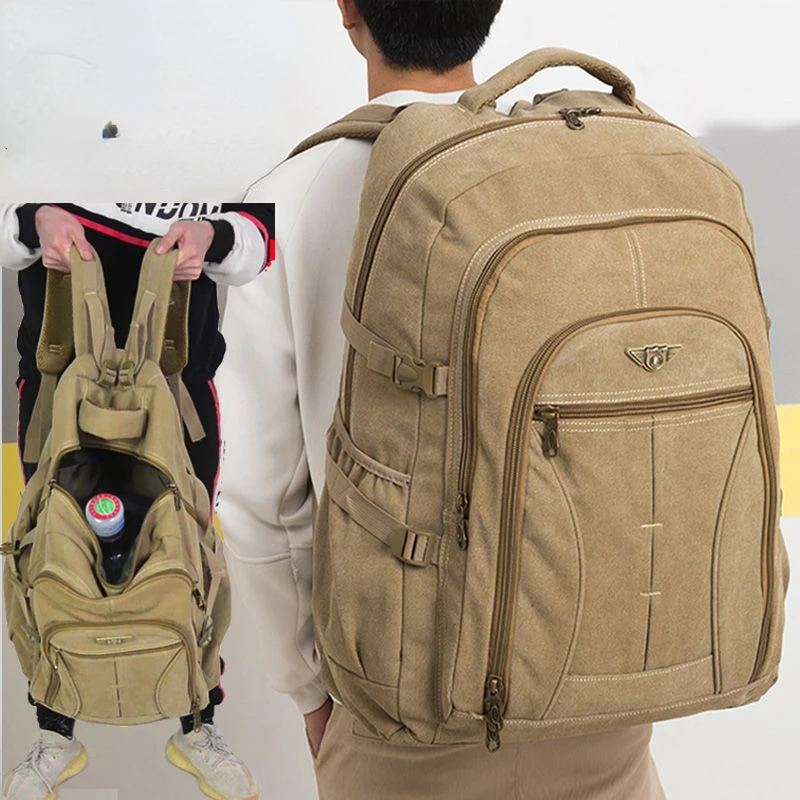 Men's Military Canvas Backpack Zipper Rucksacks Laptop Travel Bag Mochila Notebook Schoolbags Vintage College School Bags E76