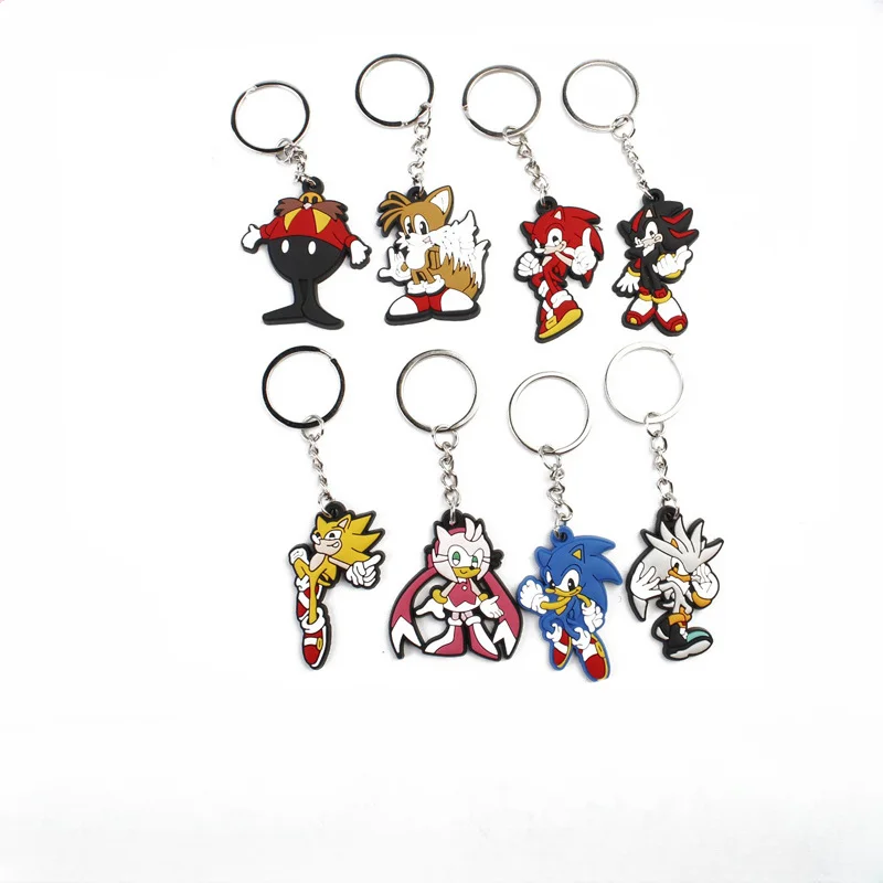 

Cartoon Doll PVC Keychain Hedgehog Sonic Shadow Cream The Rabbit Miles Prower Knuckles Male and Female Bag Pendant Creative Gift