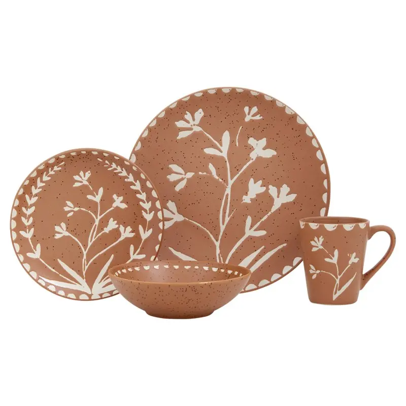 

Brie 16 Piece Stoneware Dinnerware Set, Baum Dinnerware Set Kitchen Accessories Dining Table Set Plates and Bowls and Dishes