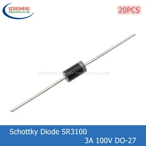 20PCS Schottky Barrier Rectifier Diode SR3100 SB3100 3A 100V DO-27 DO-201AD New Original
