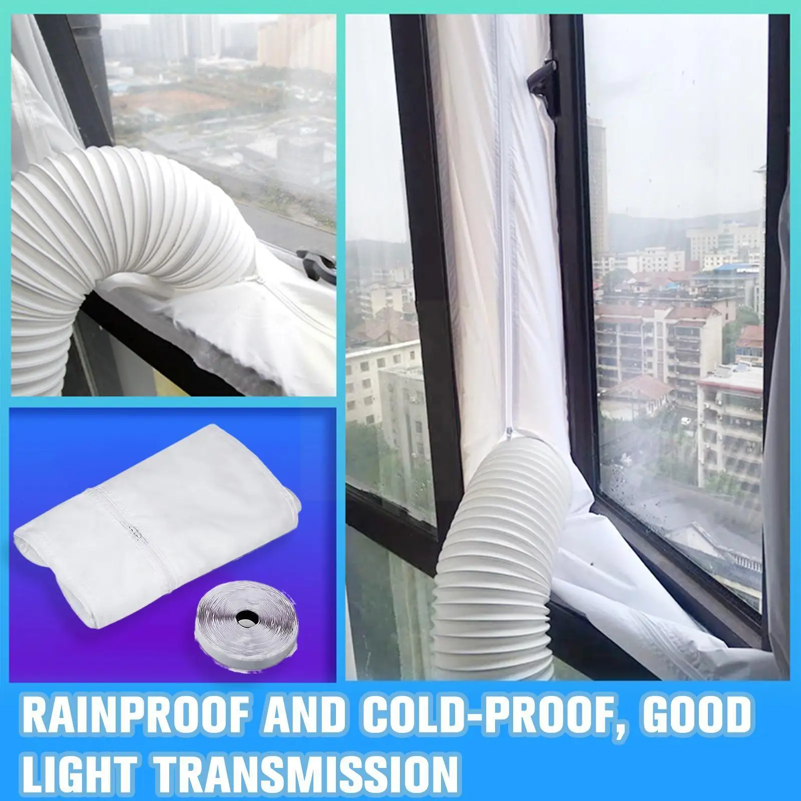 

Universal Window Air Conditioner Cover 3/4m Hot Airs Sealing Window Air Conditioner Cloth Stop Outlet Window Seal Lock O5G6