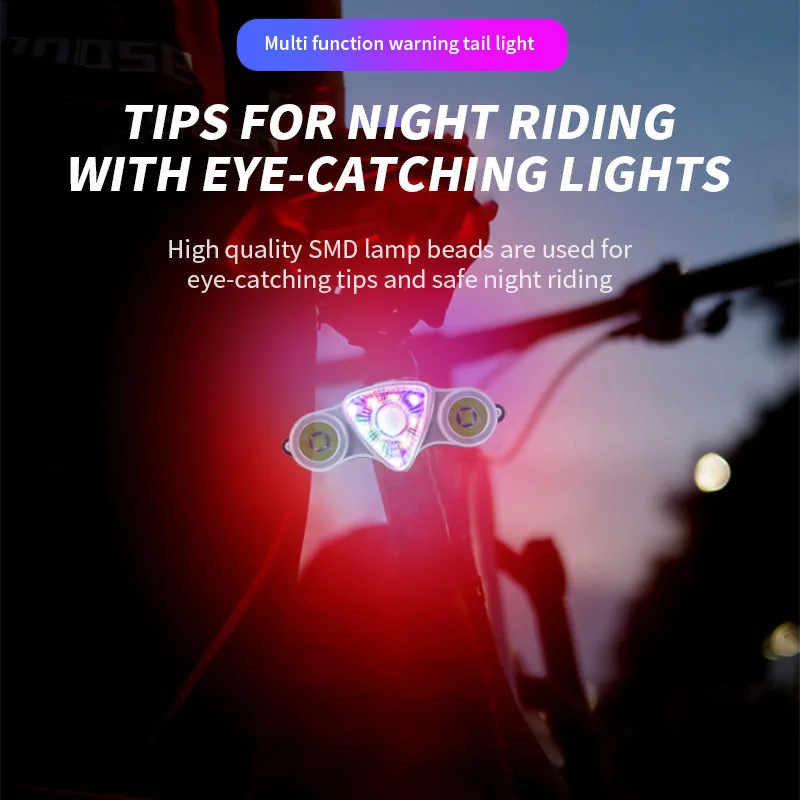 LED Mountain Bike Luggage Rack Light 9+2 Led Mountain Bike Road Light Charging Light Night Riding Safety Warning Reflector