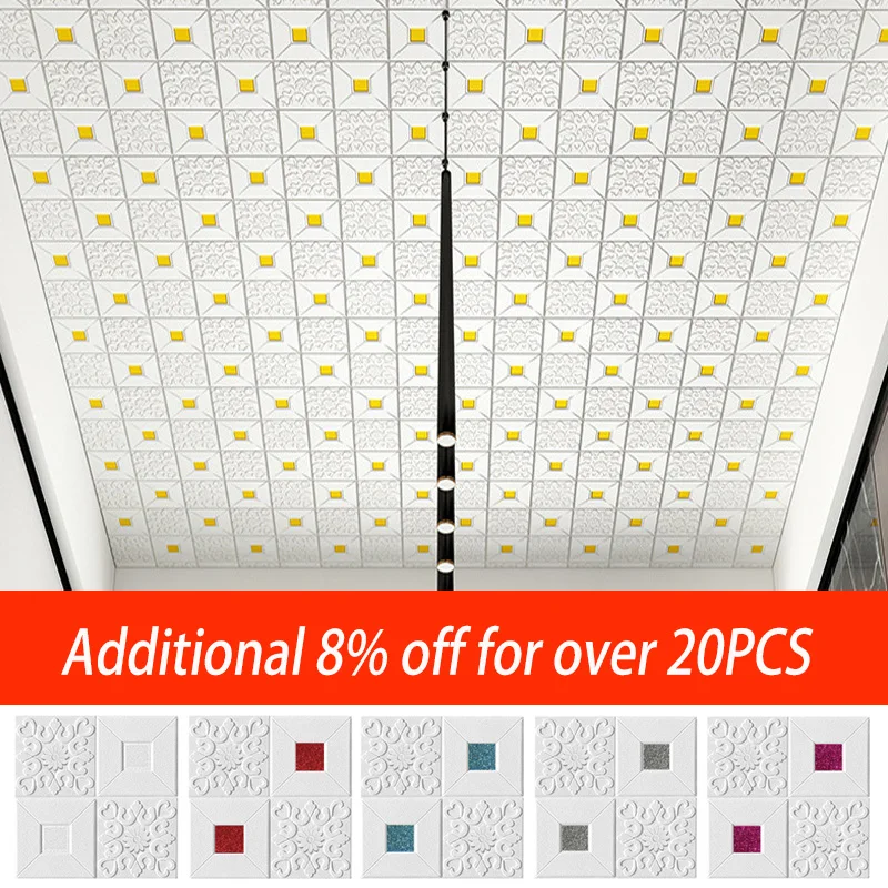 

3D Ceiling Pannel Wall Stickers Self Adhesive Foam Home Decoration DIY PVC Wallpaper Living Room Kids Bedroom