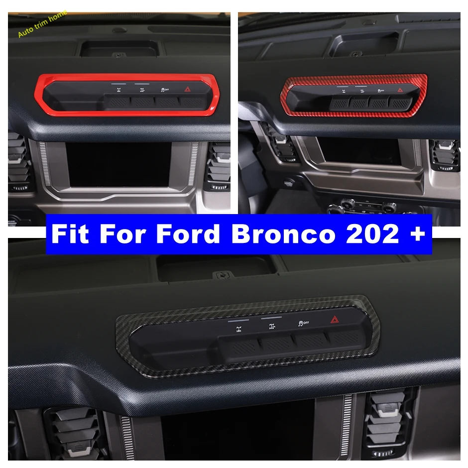 

Car Dashboard Differential Control Panel Decor Cover Trim Fit For Ford Bronco 2021 2022 Red / Carbon Fiber Interior Accessories