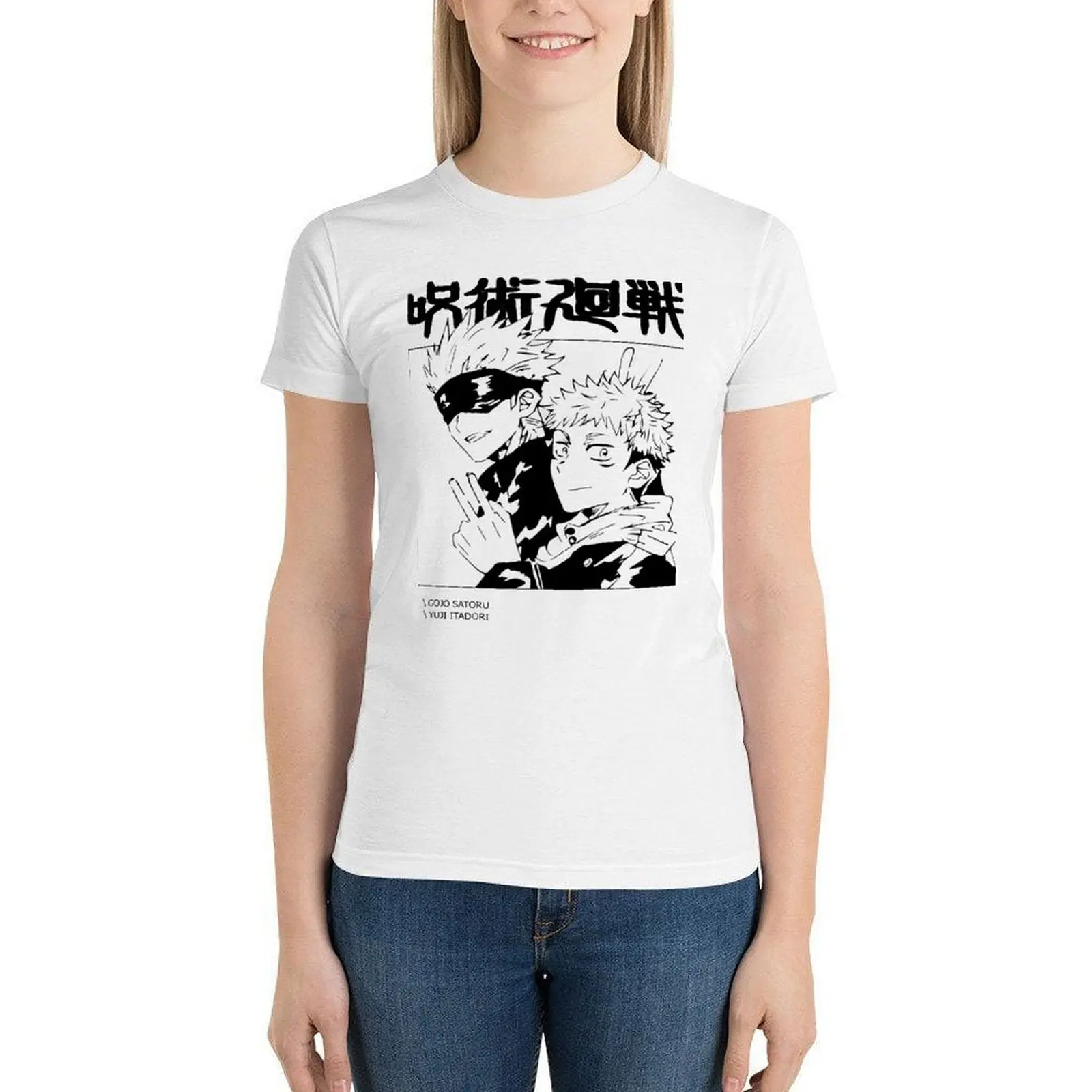 

Yuji Itadori Cosplay Satoru Gojo T-Shirt Jujutsu Womens Funny Cotton T Shirt Graphic Short-Sleeve Tee Shirt