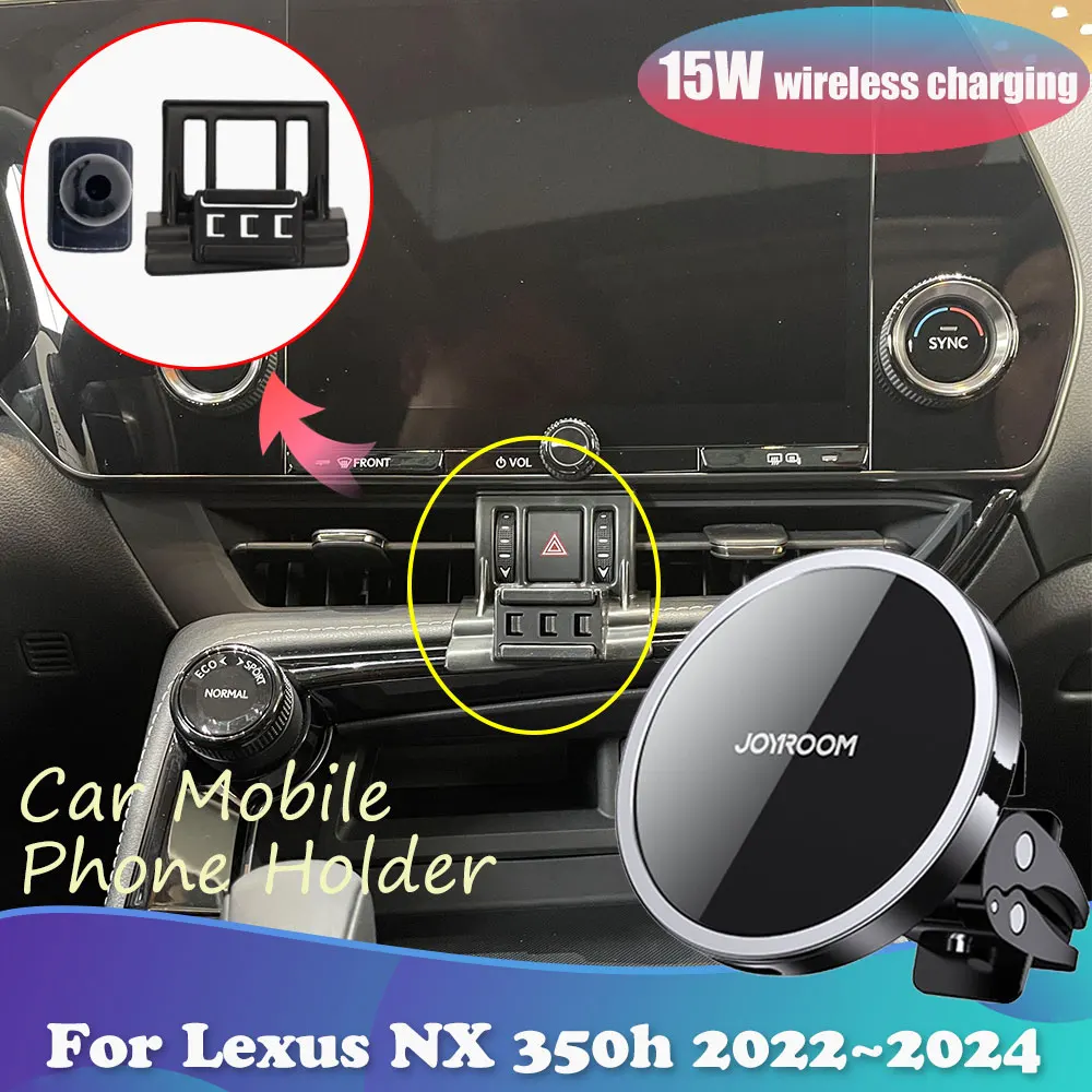 15W Car Phone Holder for Lexus NX 350 350h 450h AZ20 2022 2023 2024 Magnetic Stand Wireless Charging Sticker Accessories iPhone