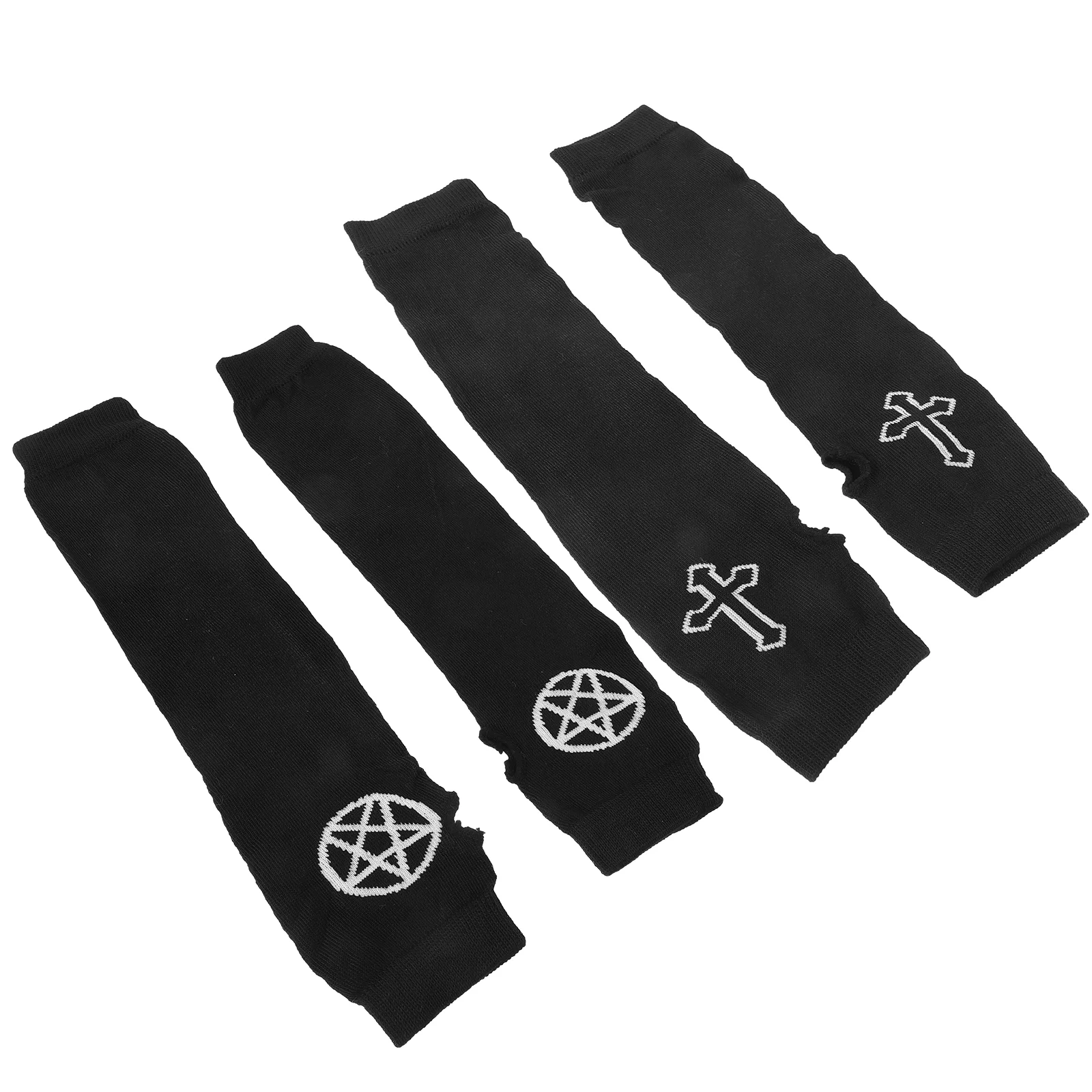 

2 Pairs Autumn Knitted Sleeves Half-Finger Gloves Decor Fingerless Knitting Arm Women Women's