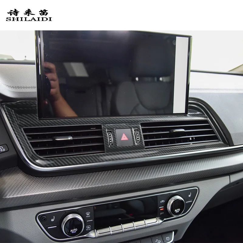 

Car Styling For Audi Q5 Q5L FY 2018-2022 Carbon fiber Auto Center Console Conditioner Air outlet Button decoration Frame Cover