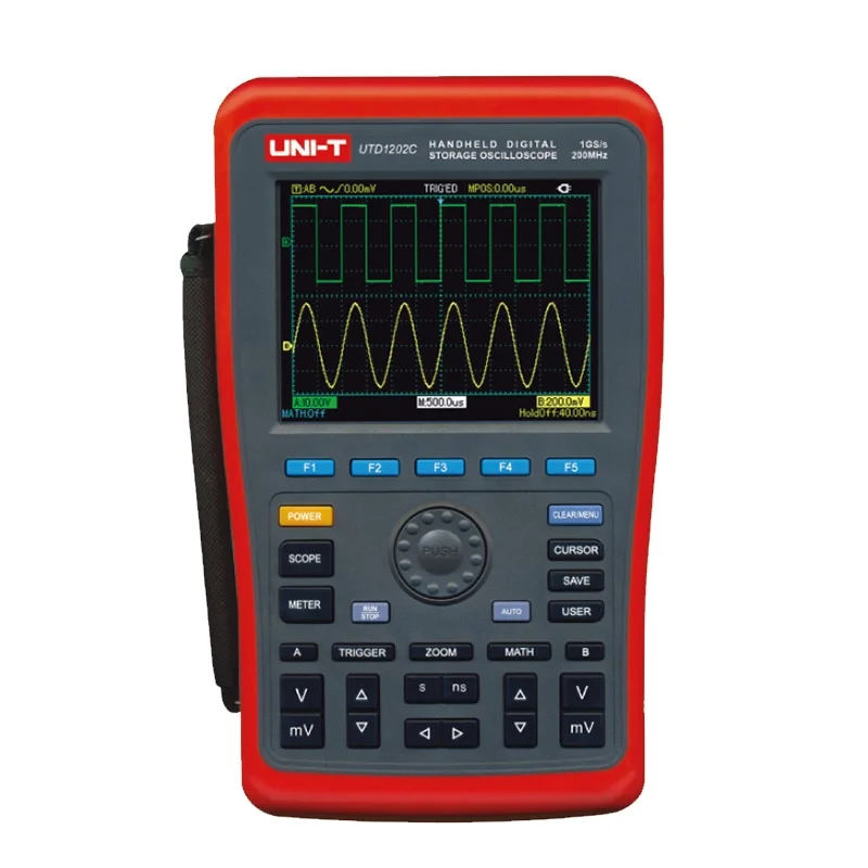 

UNI-T UTD1202C Handheld Digital Storage Oscilloscope 200MHz 2 Channels 1GS/s Voltage Current Resistance Capacitance Multimeter