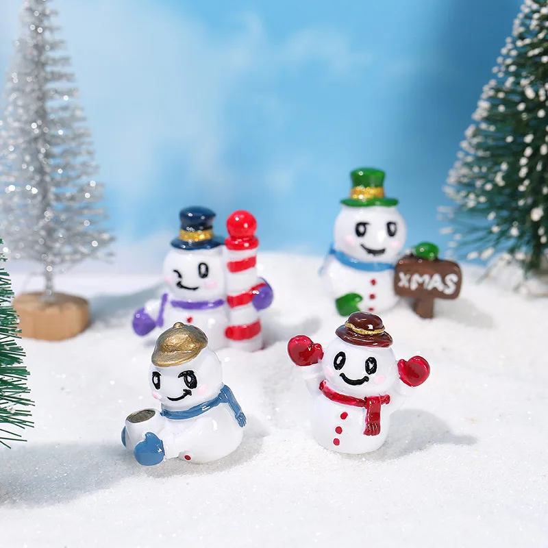 

4Pcs Cute Christmas Snowman Resin Micro Landscape Home Christmas Decoration Fairy Garden Ornaments Accessories Figure Doll