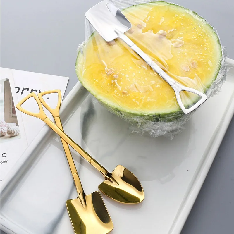 1/2/4 PCS Shovel Spoons Stainless Steel TeaSpoons Creative Tea Coffee Spoon For Ice Cream Dessert Scoop Tableware Cutlery set |