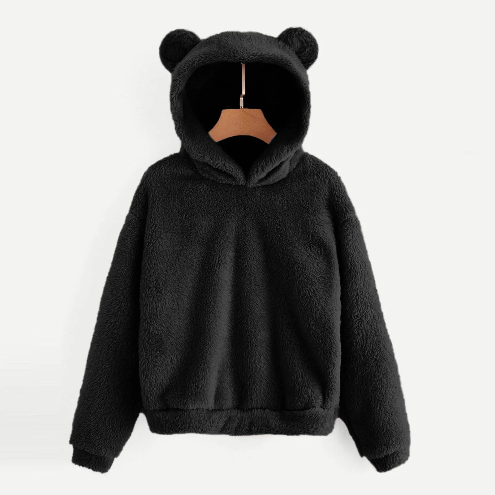 

Women Long Sleeve Fleece Solid Sweatshirt Warm Bear under Shirts Women Zip Front Sweat Shirts Womens Sweatshirts with Hoodies