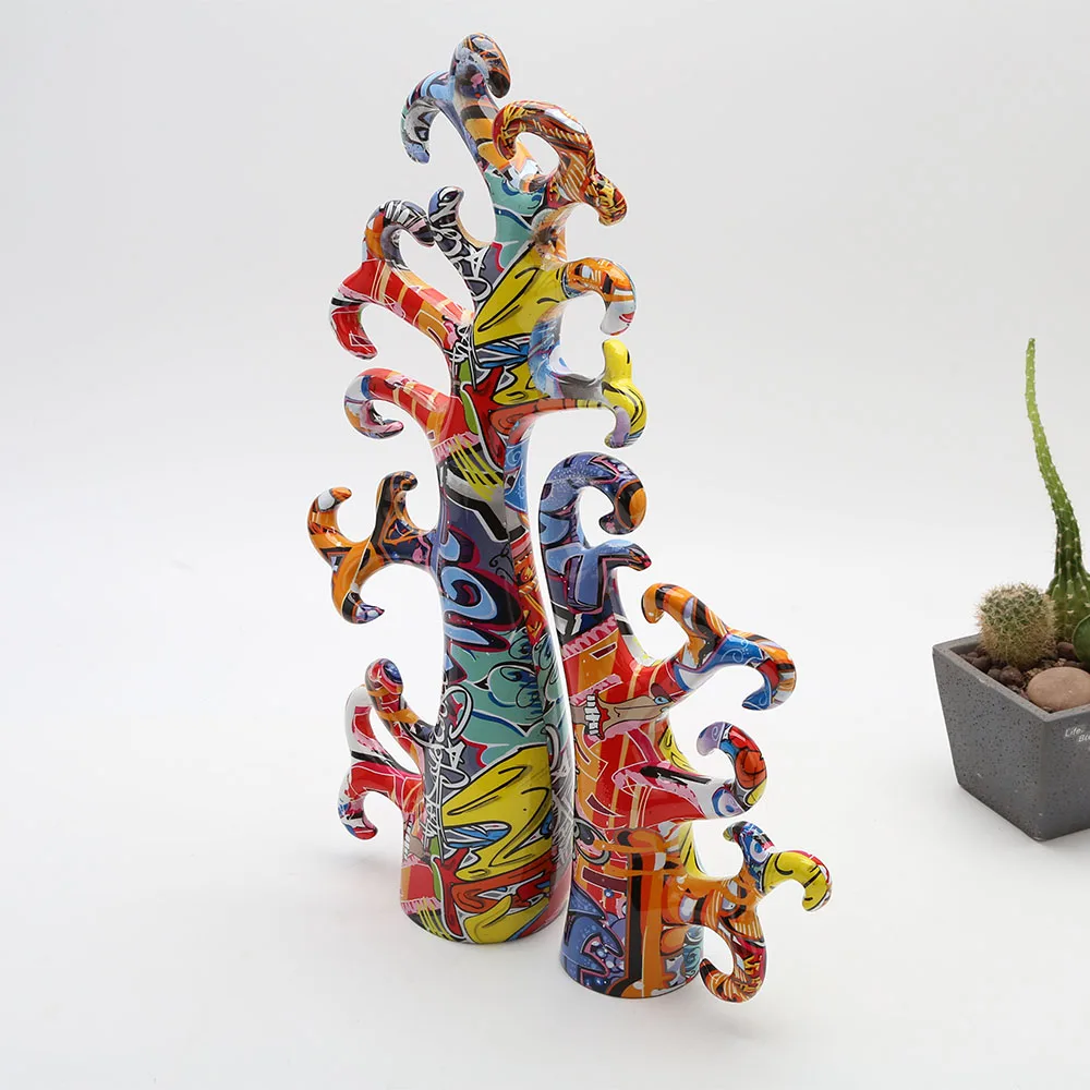 

Coral Art Street Graffiti Life Tree Room Color Coral Decor Home Entrance Wine Cabinet Office Decorations Resin Crafts