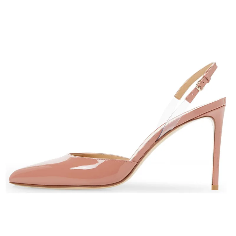 

Slingback Zapatos Mujer Wedding Shoes For Women Sandals Patent Leather Stiletto High Heel Pumps Buckle Escarpins Chaussure Femme