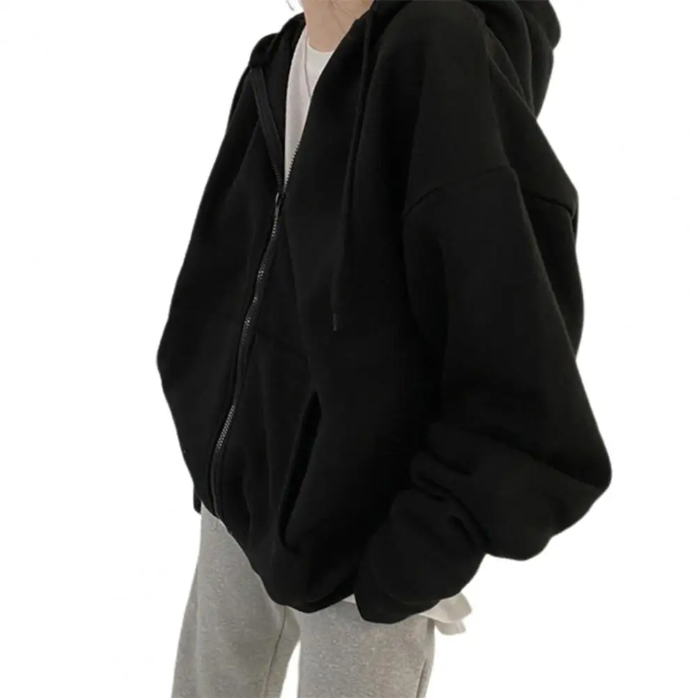 

Толстое шикарное пальто на молнии с эластичными манжетами Дамская Толстовка зимняя куртка с защитой от пиллинга однотонная для повседневн...