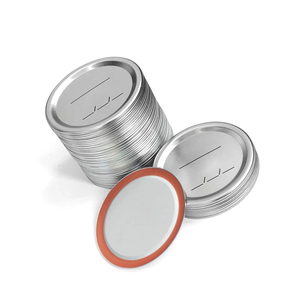 

100Pcs Glass Lids Bottle Caps Tinplate Split-Type Canning Lids Leakproof Storage Food Good Sealing Performance 70mm