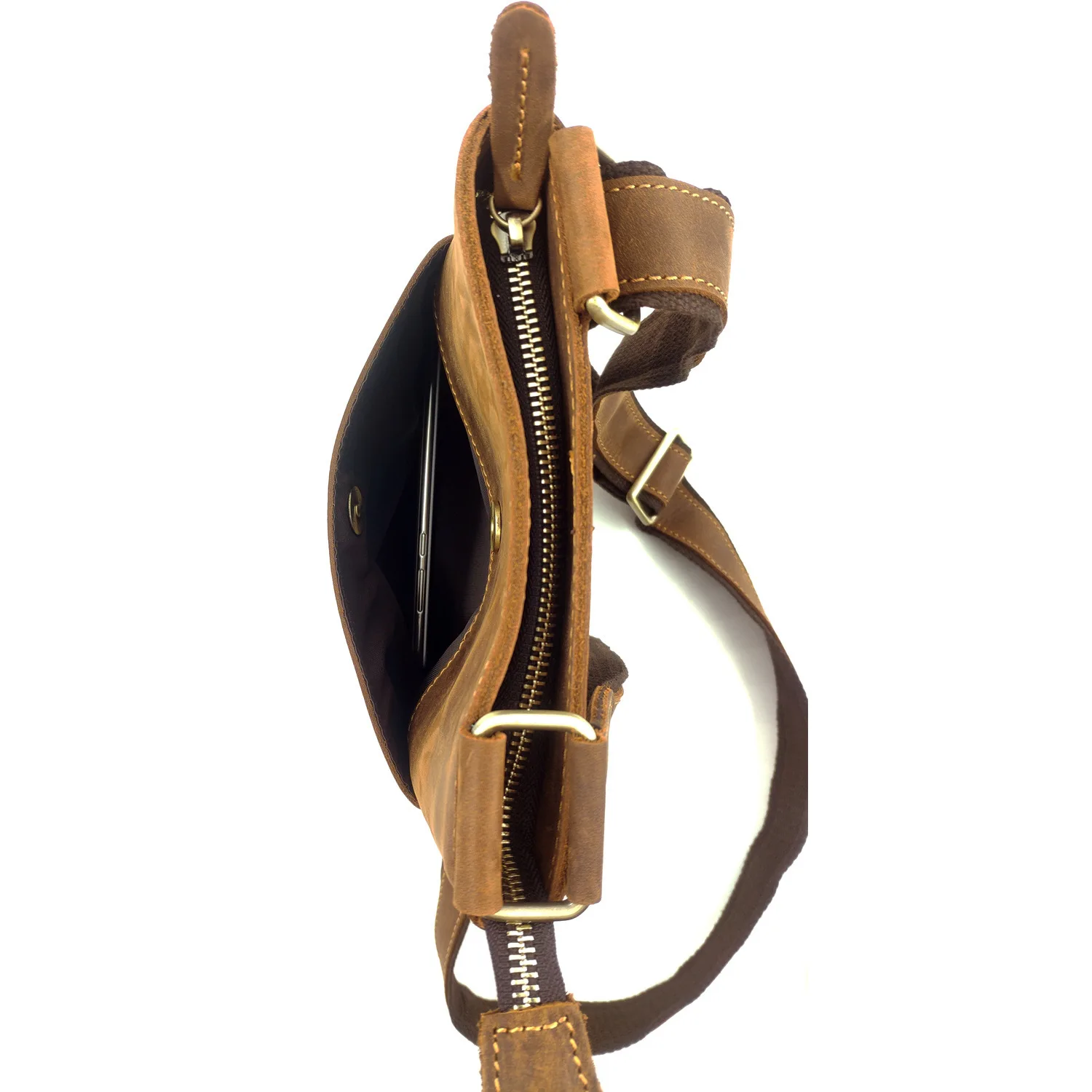 Сумка на плечо мужская из натуральной кожи сумочка-мессенджер Крейзи Хорс