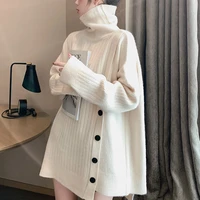 winter 2020 new fashion long sleeved single breasted sweater coat loose large size pullover knit top 6 colors