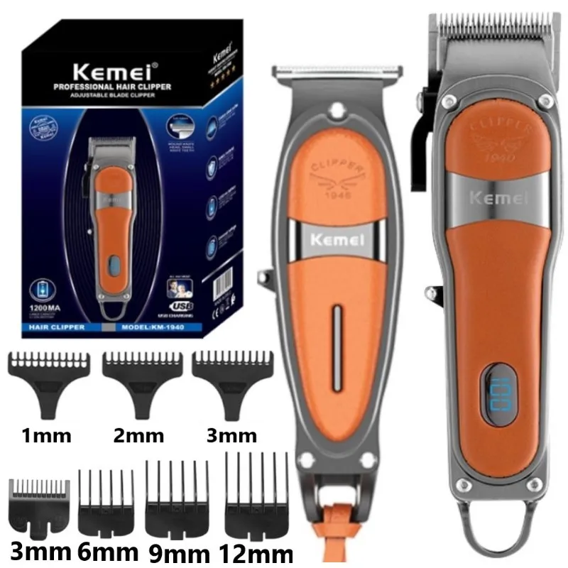 

Kemei Professional Fade Hair Clipper Combo Zero Gapped Cordless Edge Hair Trimmer Barber Shop Electric 2 Hair Cutting Machines