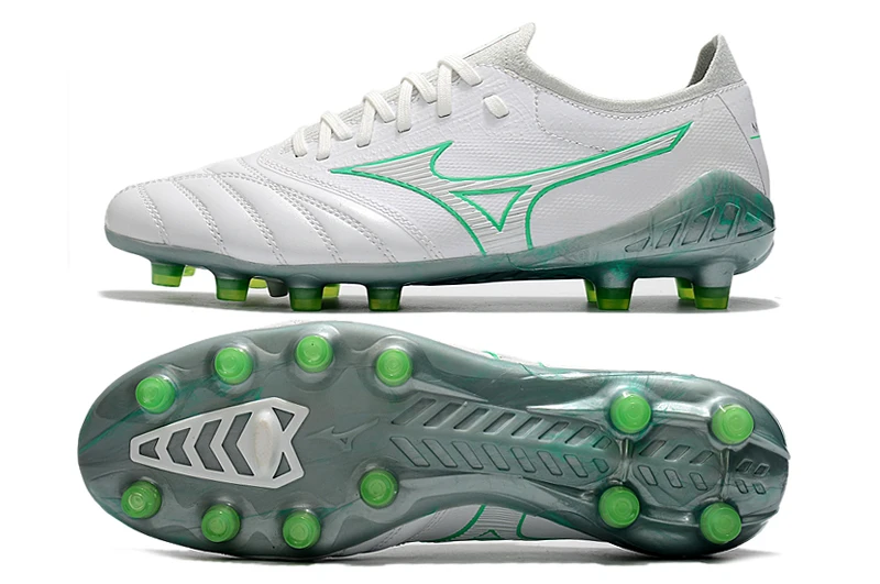 Original Mizuno Creation MORELIA NEO III Knitting FG Men's Shoes Sneakers Mizuno Outdoor Sports Shoes White/Green Size Eur 40-45