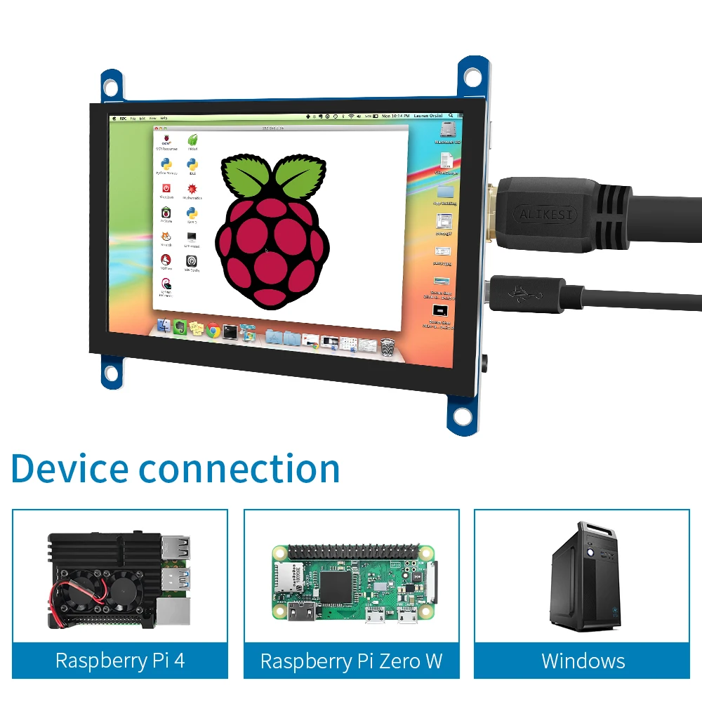 ЖК-экран 800*480 сенсорный экран Raspberry Pi 5-дюймовый мини HDMI монитор совместимый с 400 4 3B