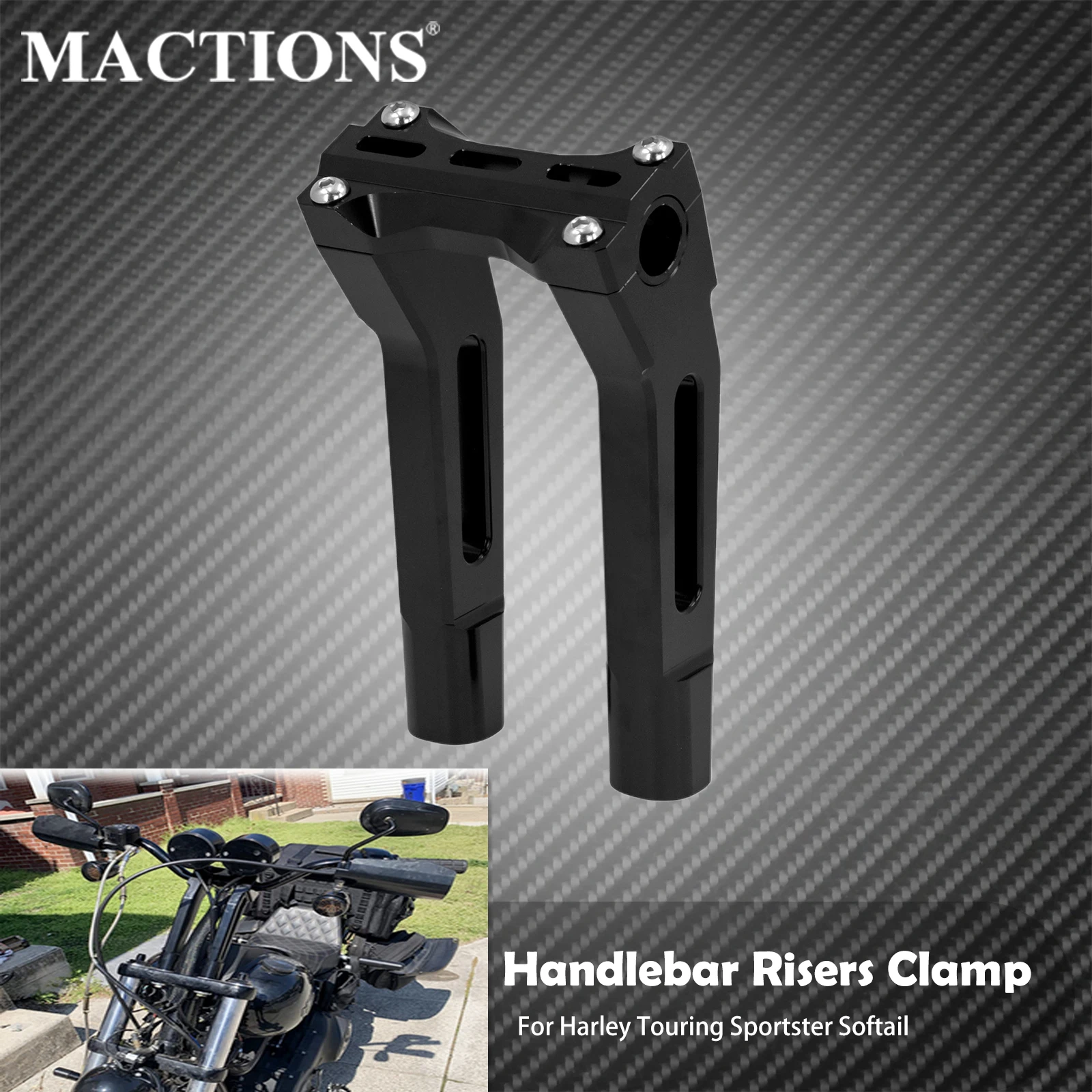 

Motorcycle 10'' Black Handlebar Risers Clamp For Harley Sportster XL883 Touring Street Road Glide Road King Dyna Softail Fatboy