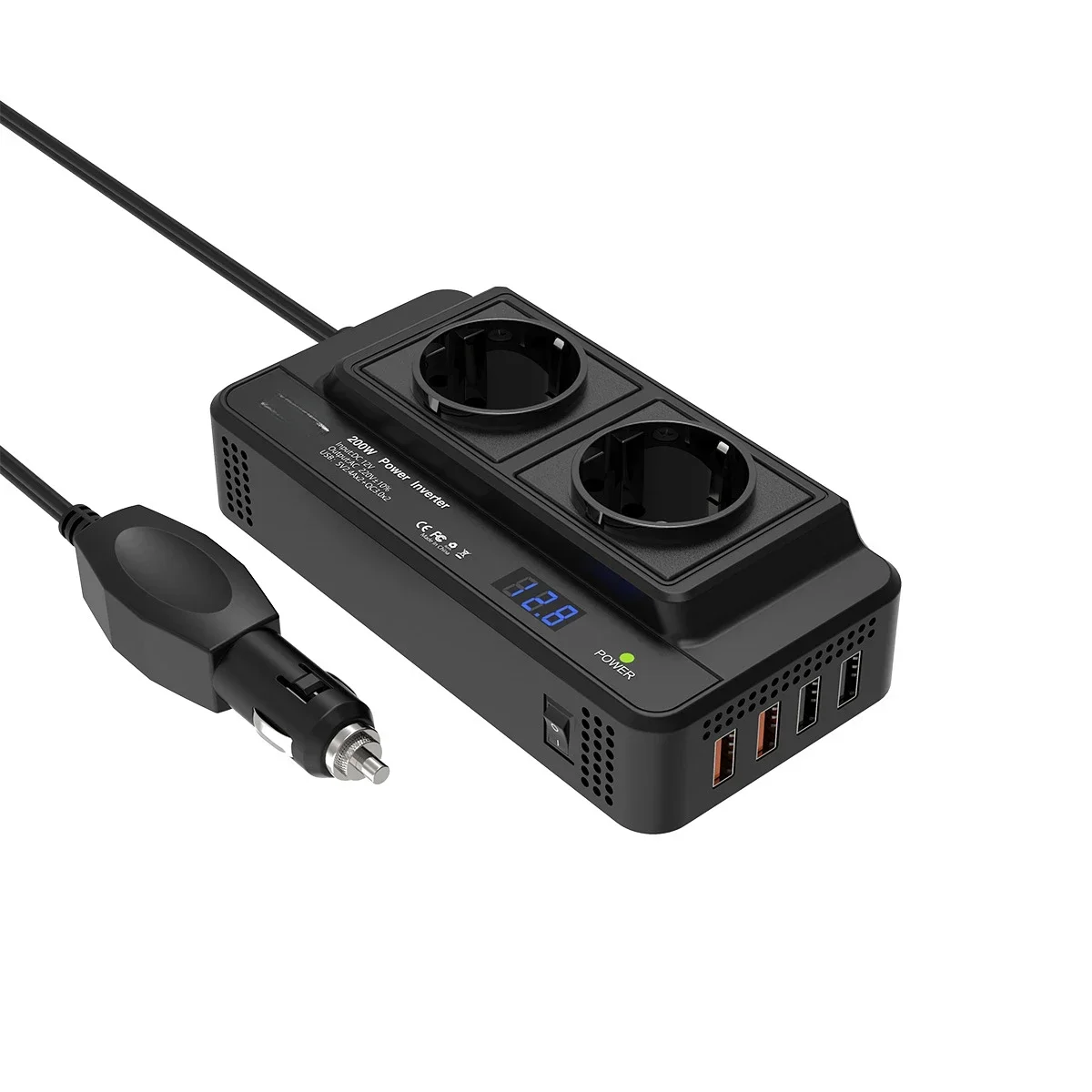 Лидер продаж автомобильный инвертор 200 Вт в строке быстрая зарядка прикуриватель