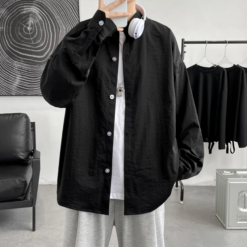 

Мужская Однотонная рубашка Privathinker, Повседневный Кардиган оверсайз с длинным рукавом, модная блузка в стиле унисекс на весну и лето,