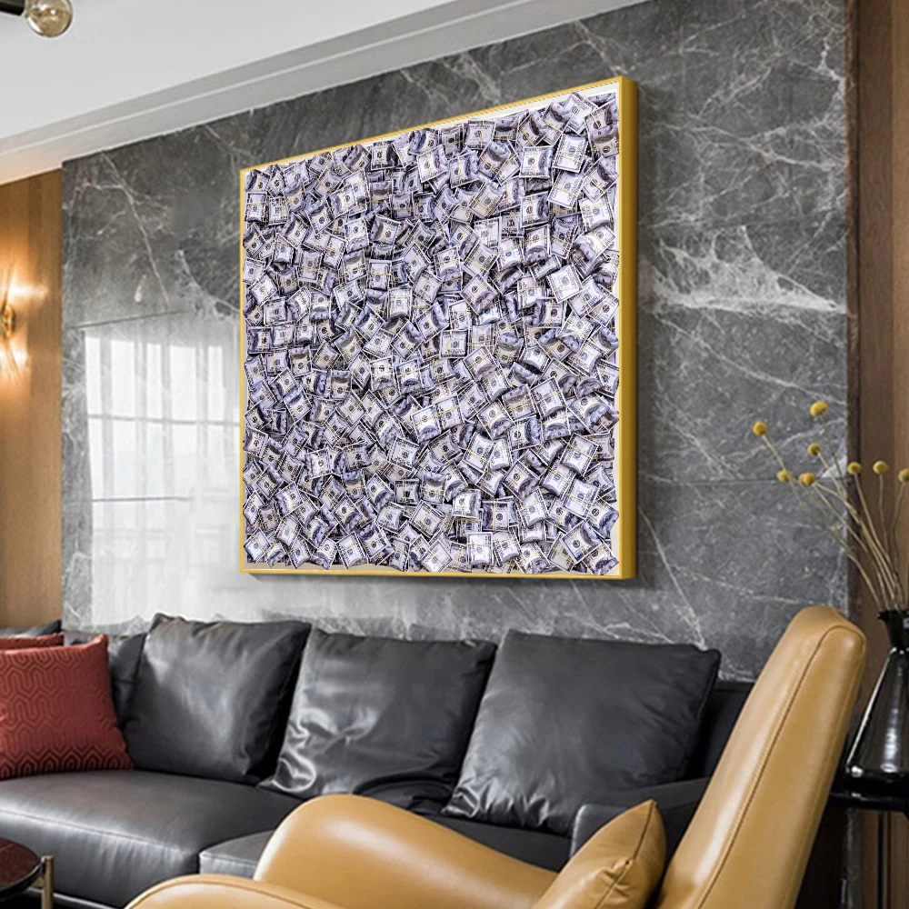 

Настенный художественный постер с монетами, картина на стену, художественные рисунки, плакаты на холсте с долларами и купюрами, картины для ...