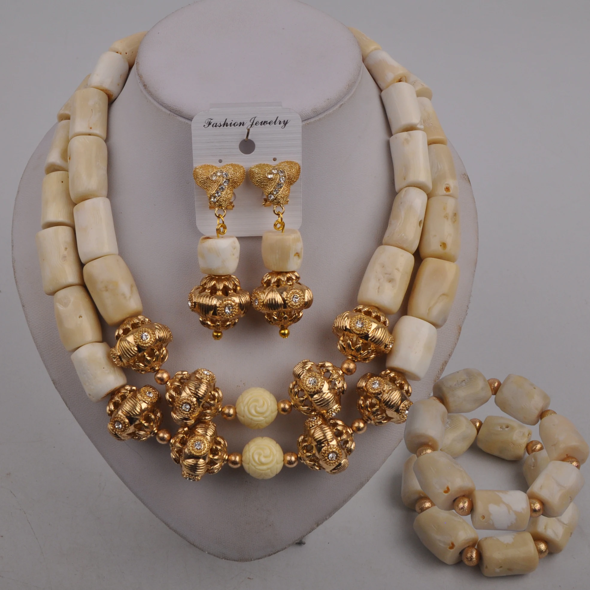 

White Nigerian Coral Necklace African Wedding Beads Bridal Jewelry Sets