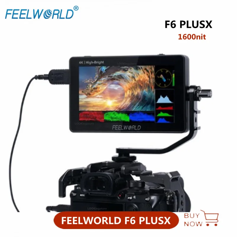 Монитор FEELWORLD F6 PLUSX 5,5 дюйма, 1920 нит, высокояркий полевой IPS-монитор с сенсорным экраном для цифровой зеркальной камеры, Full HD 1080 x