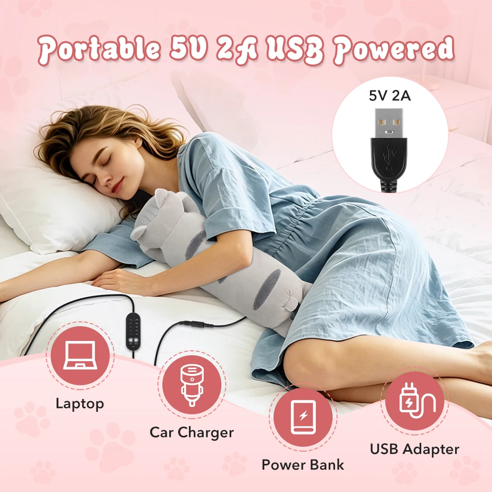 Фото USB-грелка для поясницы и живота в форме милого котика, плюшевая, для облегчения менструальных болей у женщин №5