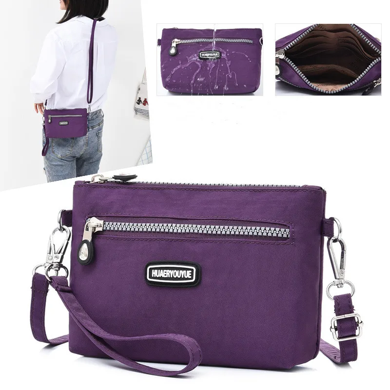 Удобная нейлоновая маленькая диагональная сумка-кошелек однотонная