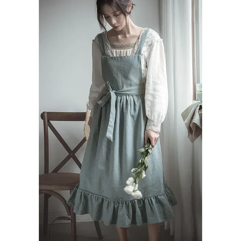 

Французский винтажный фартук из хлопка и льна