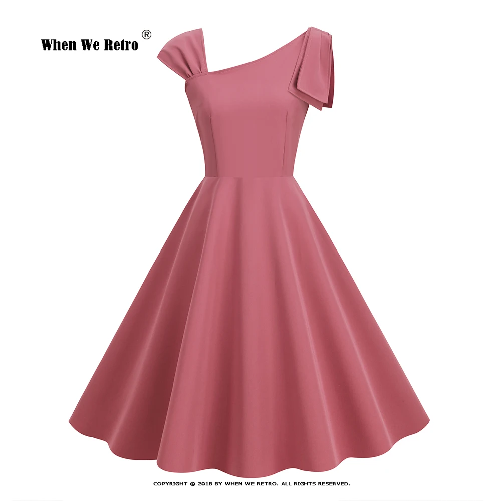 

Женское вечернее платье средней длины, элегантное розовое платье с диагональным воротником, винтажное платье-качели, бальное платье, модель VD3799, 2023