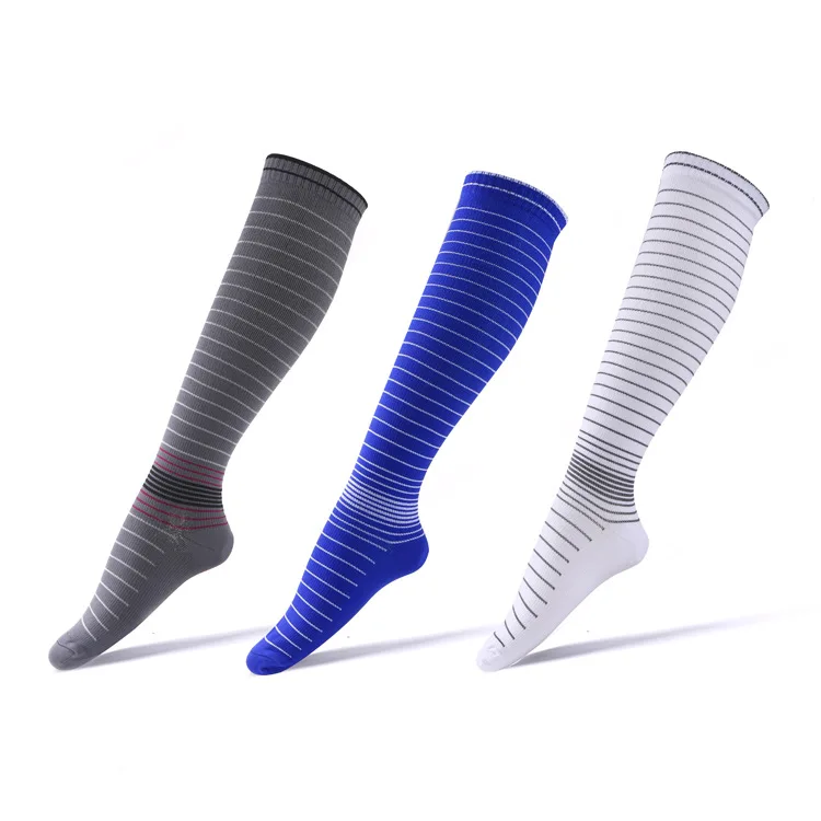 Men's Elastic Compression Socks knee-high Striped Sports Long Compression Ankle Socks Quick Dry Socks Running Socks Sokken