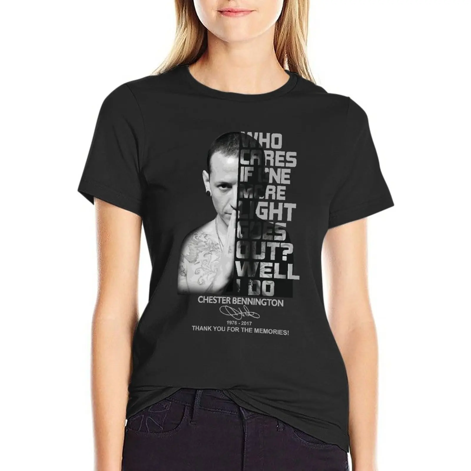 

Just Cause You Cant See Him Doesnt Means He Isnt There Chester Benning Oversized T-Shirts Summer Women'S Clothing Top Tee